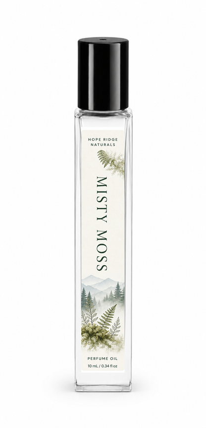 Misty Moss Perfume Oil – Soft Fruity Floral, Green Tea & Gentle Woods – 10 mL Rollerball