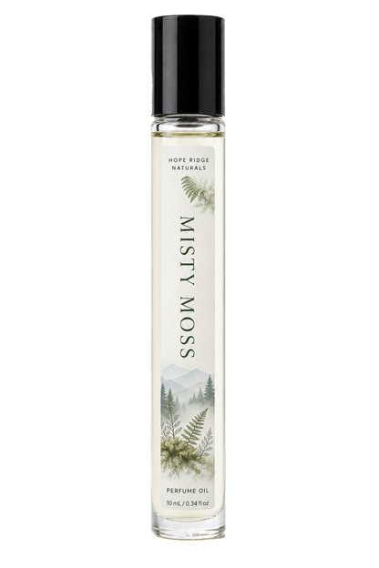 Misty Moss Perfume Oil – Soft Fruity Floral, Green Tea & Gentle Woods – 10 mL Rollerball
